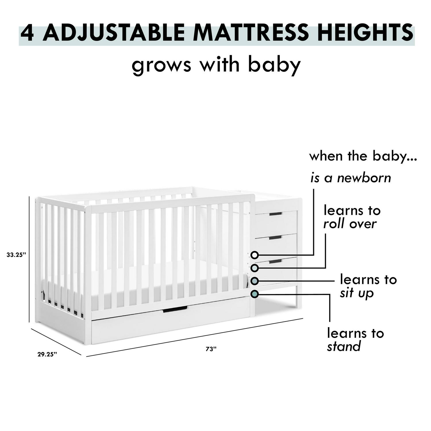 Carter - S by Davinci Colby 4 - in - 1 Convertible Crib & Changer Combo in White