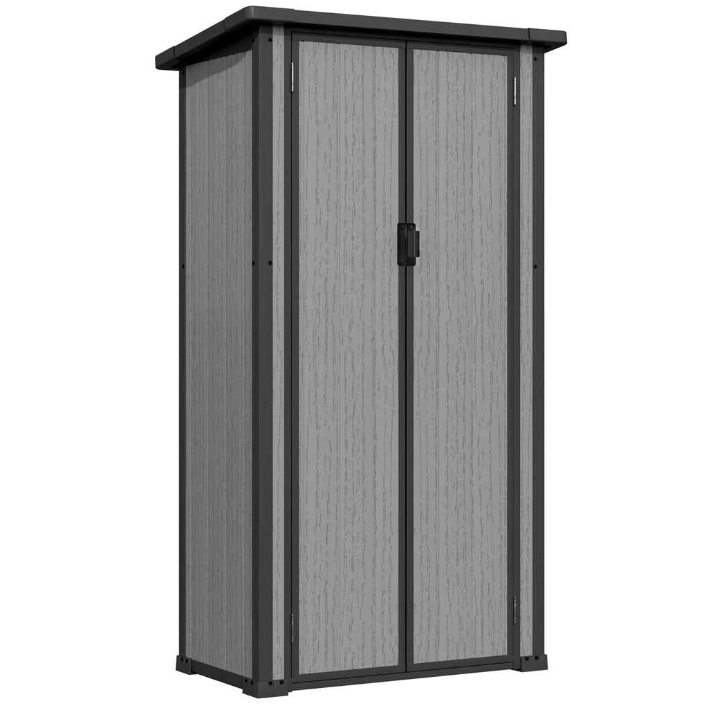 AECOJOY Tall Resin Outdoor Storage Cabinet Waterproof with Adjustable Shelves, Vertical Plastic Storage Shed