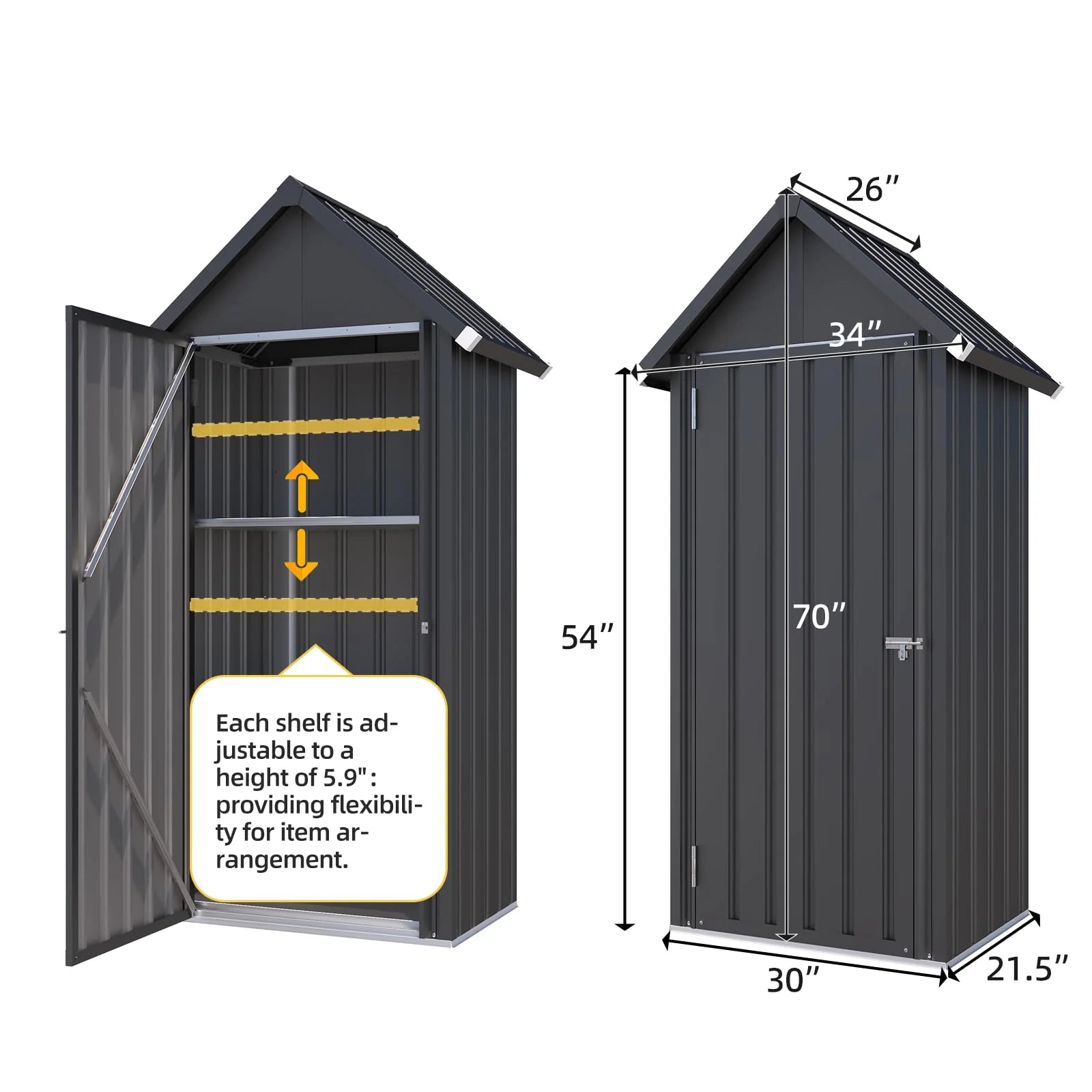 AECOJOY Vertical Outdoor Storage Cabinet with 2 Removeable Shelves