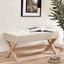 HUIMO Bedroom Bench, 35" Upholstered Entryway Bench & Dining Bench, Tufted Fabric End of Bed Bench for Bedroom Living Room Hallway, Beige