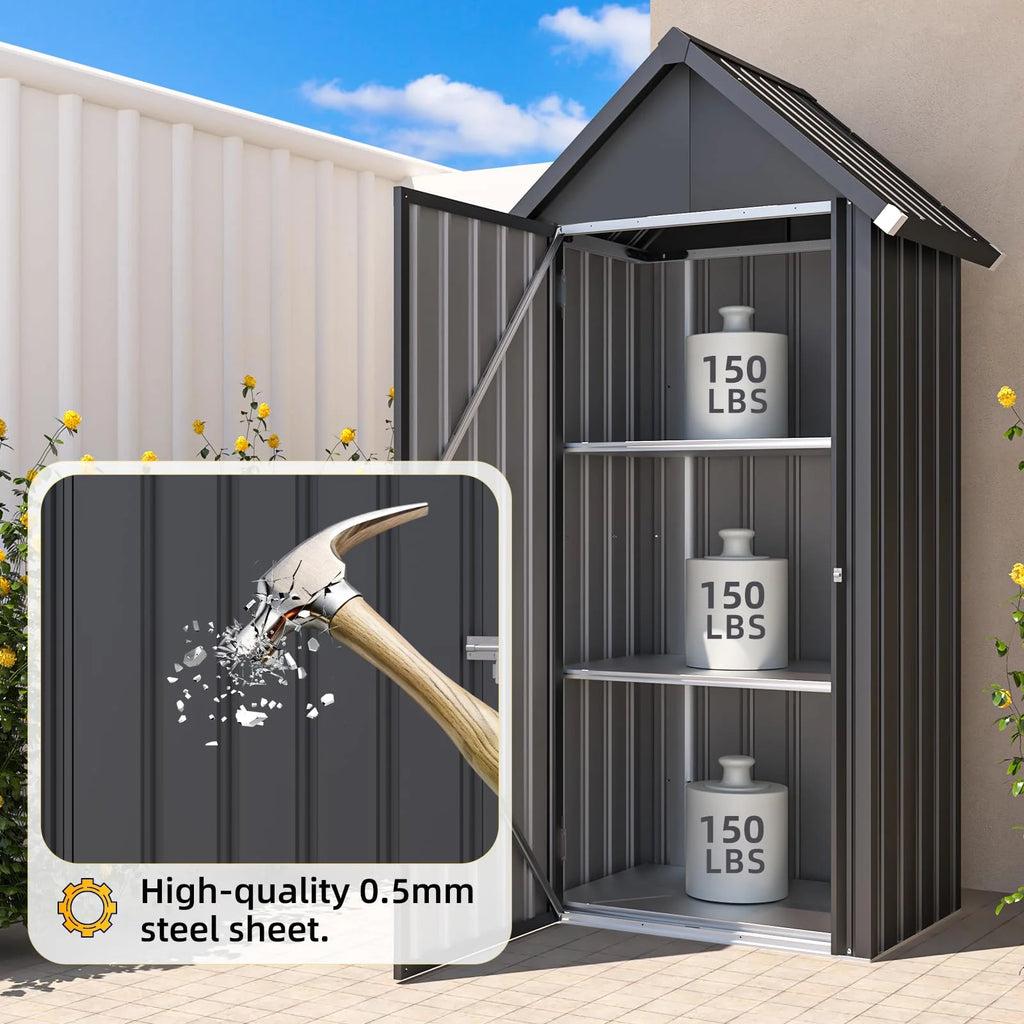 AECOJOY Vertical Outdoor Storage Cabinet with 2 Removeable Shelves