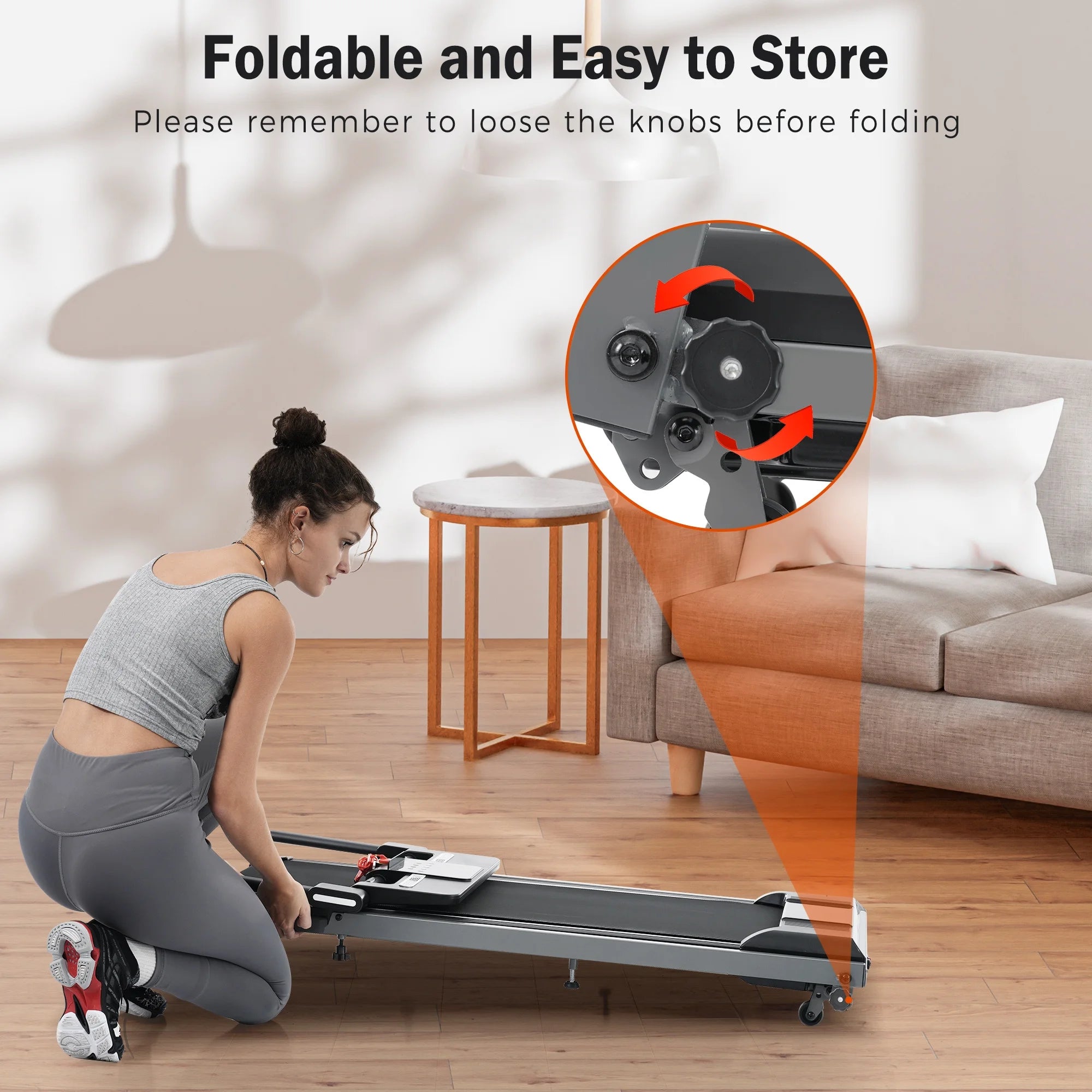 EUROCO 2.5HP Folding Treadmill with 7.5mph Speed, 265 lb Walking Exercise Treadmill with LED Display, 3 - Level Incline and 12 Preset Program for Home Office