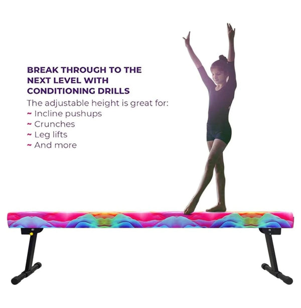 8FT Adjustable&Foldable Gymnastics Balance Beam, Home Gym Equipment, Easy Assembling and Storage, No Tool Require, for Kids Children Girls Training