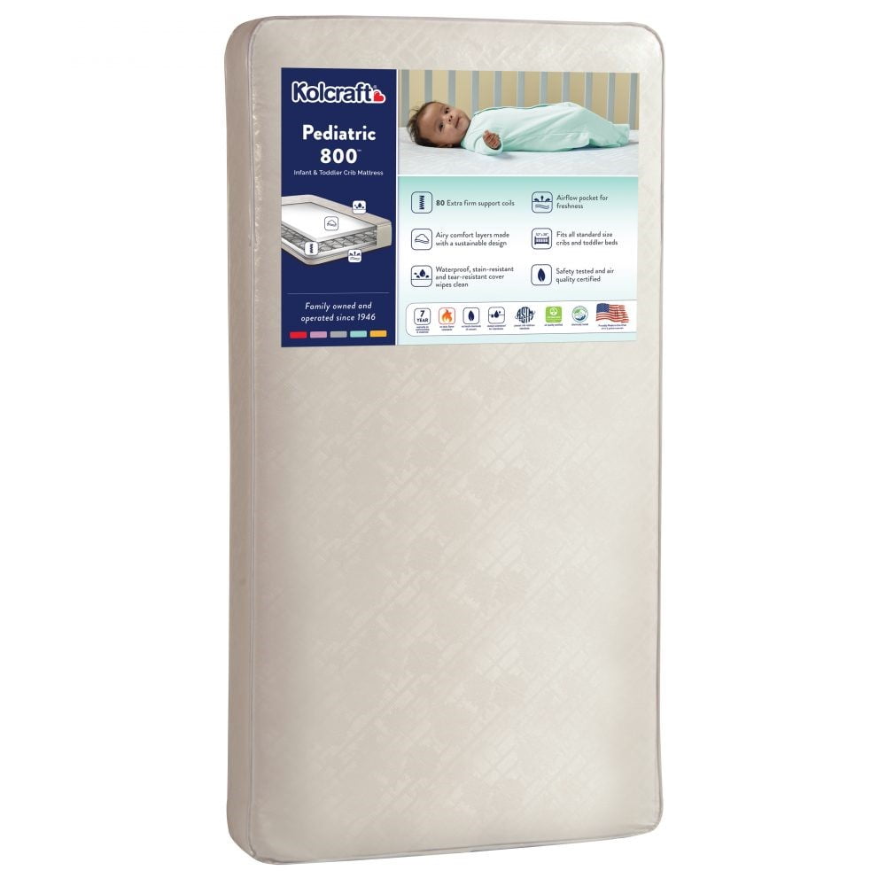 Pediatric 800 Extra Firm Ultra Deluxe. 80 Coil Crib and Toddler Mattress. White