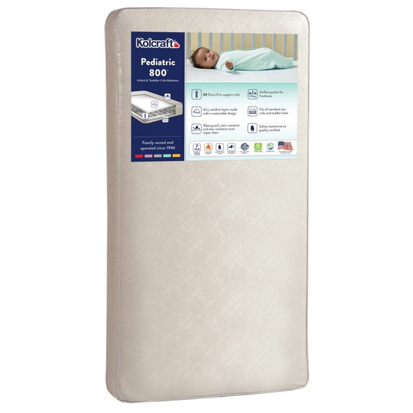 Pediatric 800 Extra Firm Ultra Deluxe. 80 Coil Crib and Toddler Mattress. White