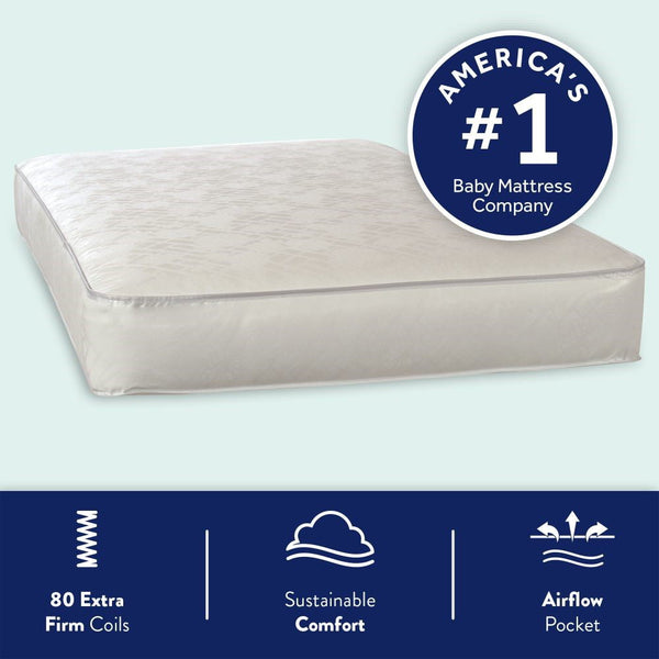 Pediatric 800 Extra Firm Ultra Deluxe. 80 Coil Crib and Toddler Mattress. White