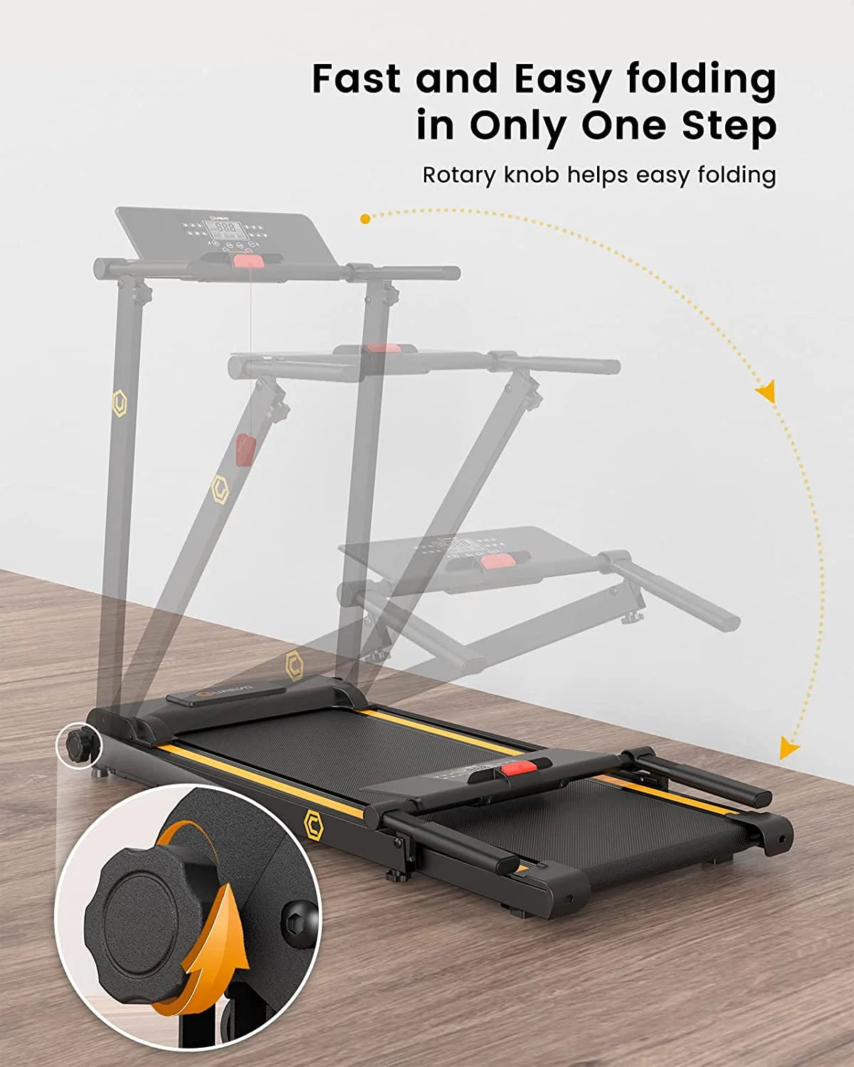 UREVO Folding Treadmill, 2.25HP Portable Mini Treadmills for Home Office, Compact Threadmill with 12 HIIT Modes, LCD Display, 265 lb Capacity