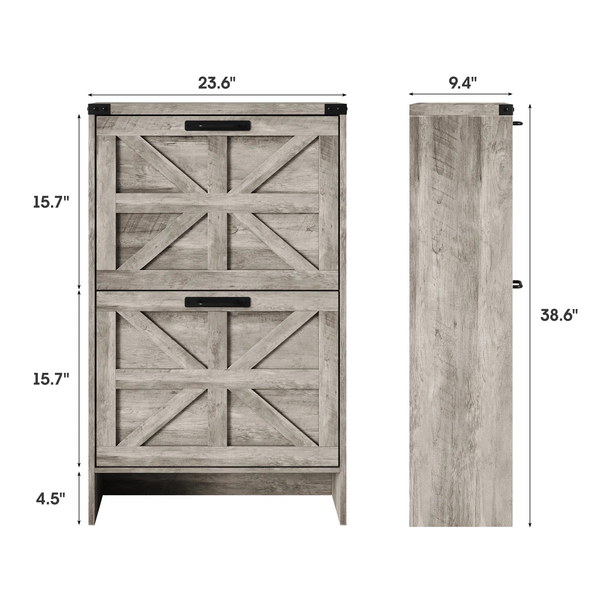 VEANERWOOD Shoes Storage Cabinet with Doors, Farmhouse Shoe Cabinet with 2 Flip Drawers for Entryway, Gray