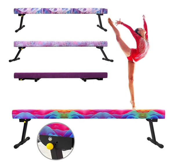 8FT Adjustable&Foldable Gymnastics Balance Beam, Home Gym Equipment, Easy Assembling and Storage, No Tool Require, for Kids Children Girls Training