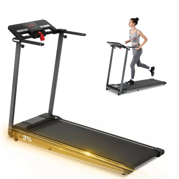 EUROCO 2.5HP Folding Treadmill with 7.5mph Speed, 265 lb Walking Exercise Treadmill with LED Display, 3 - Level Incline and 12 Preset Program for Home Office