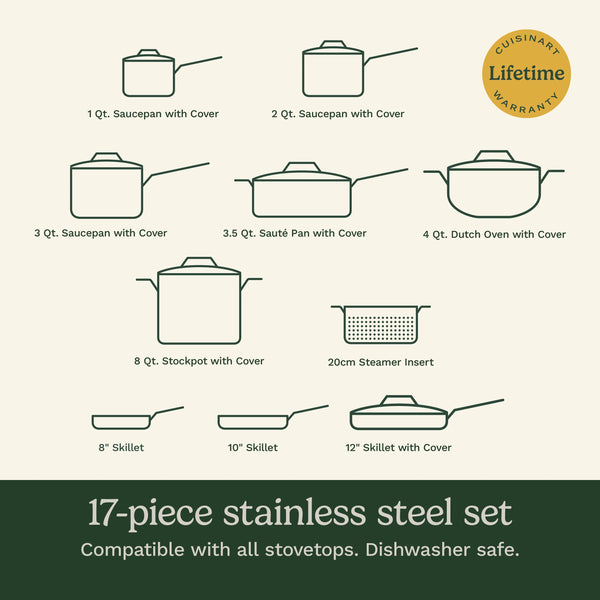 Cuisinart Chefs Classic 17 - Piece Stainless Steel Cookware Set
