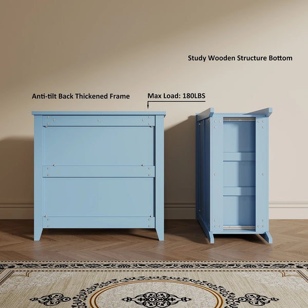 6 Drawer Dresser, Light Blue Elegant Chest of Drawers, Large Cabinet with Storage, Rustic Wood Chest of Drawers for Bedroom, Living Room, Hallway