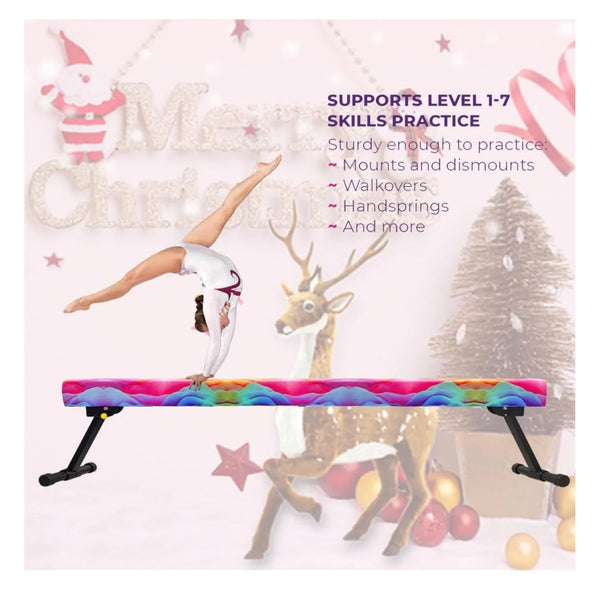 8FT Adjustable&Foldable Gymnastics Balance Beam, Home Gym Equipment, Easy Assembling and Storage, No Tool Require, for Kids Children Girls Training