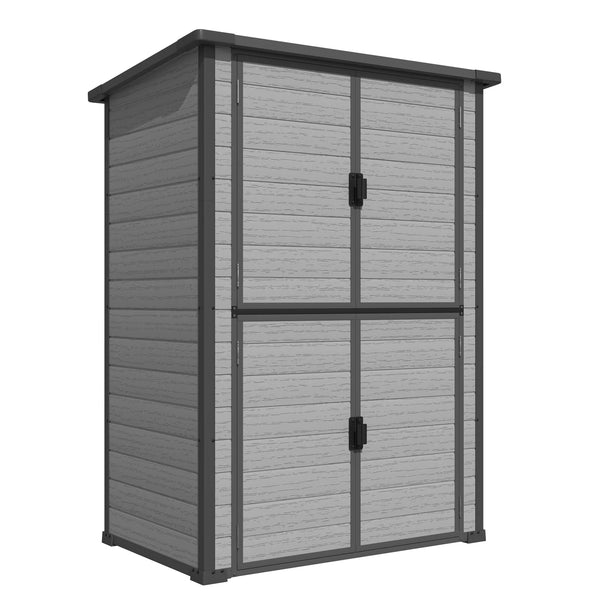 AECOJOY 58 Cu.Ft Resin Outdoor Storage Cabinet Waterproof with Shelves, Dark Gray