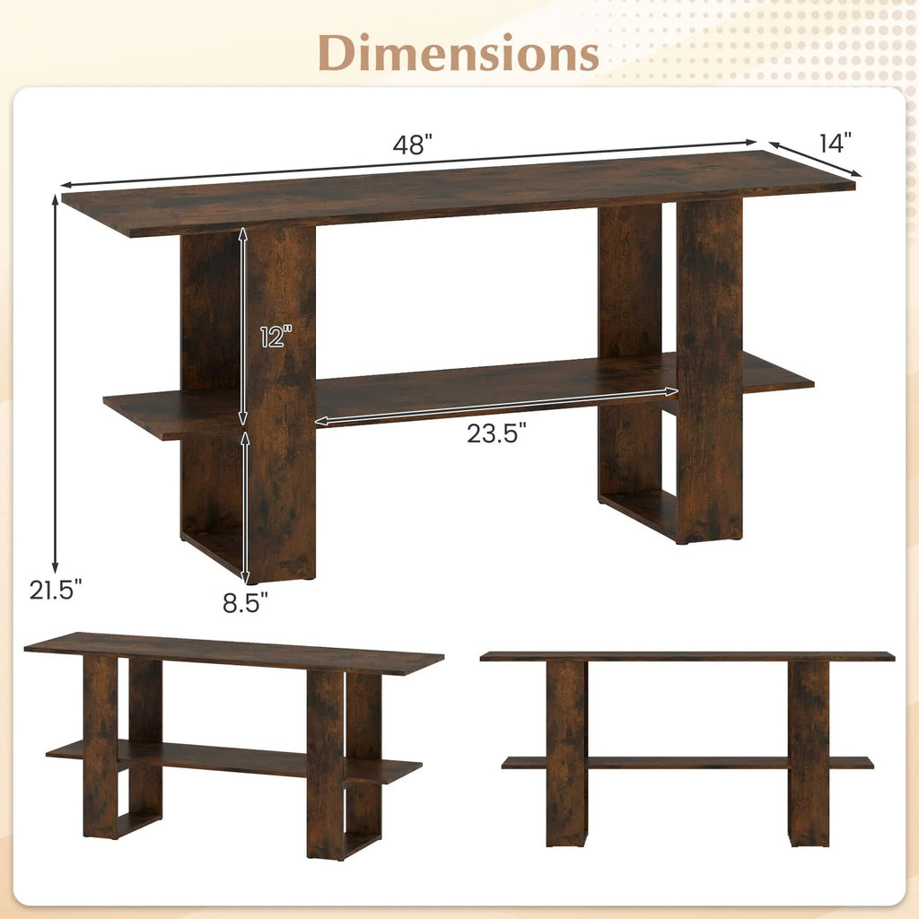 Tangkula 2-Tier TV Stand with Storage for TVs up to 55 Inch Console Table with Open Shelf