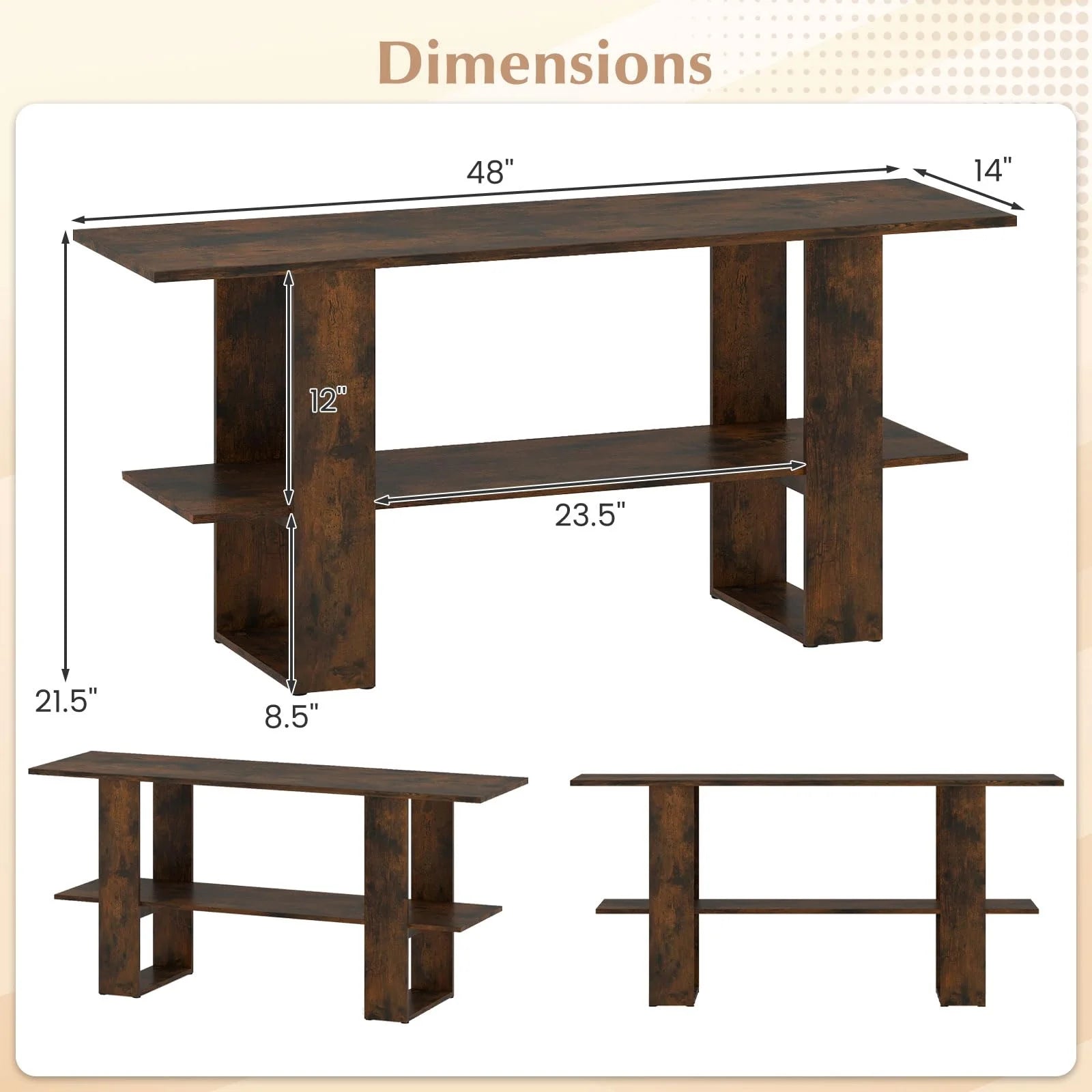 Tangkula 2-Tier TV Stand with Storage for TVs up to 55 Inch Console Table with Open Shelf