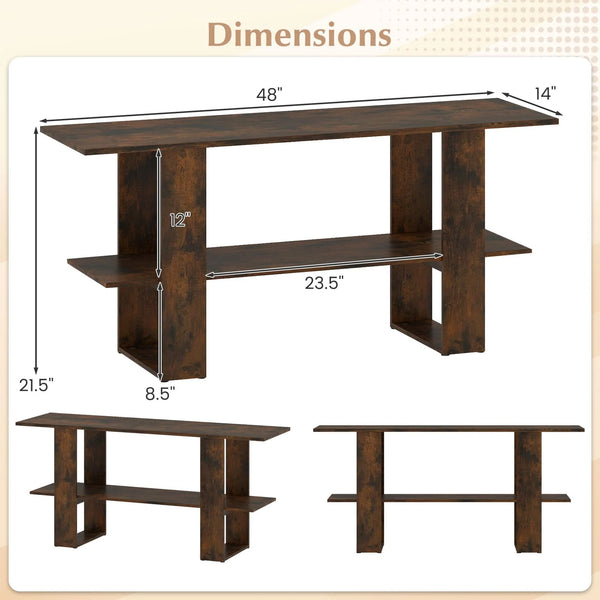 Tangkula 2-Tier TV Stand with Storage for TVs up to 55 Inch Console Table with Open Shelf