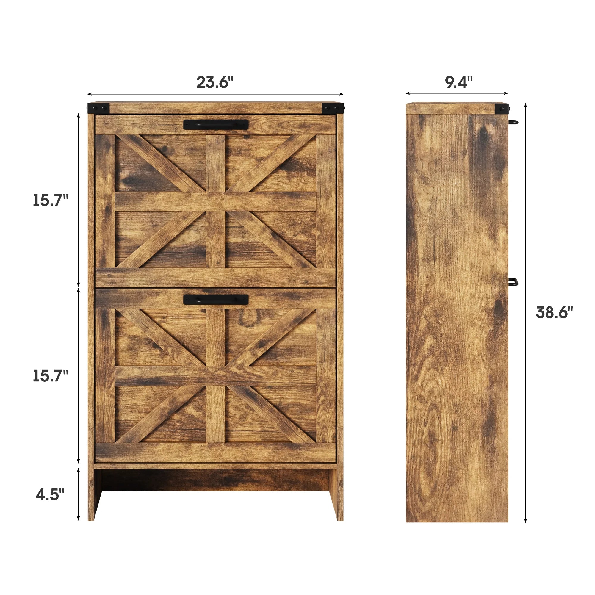 VEANERWOOD Shoes Storage Cabinet with Doors, Farmhouse Shoe Cabinet with 2 Flip Drawers for Entryway, Gray