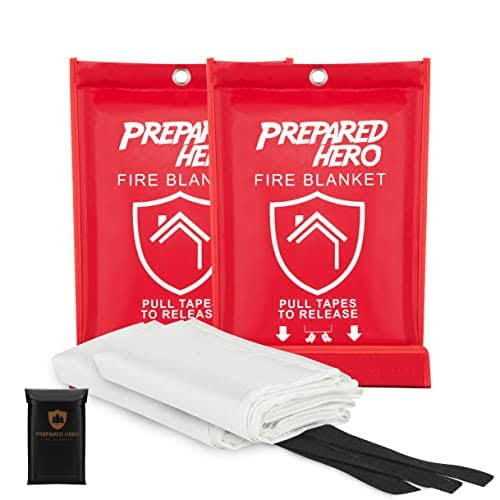 Prepared Hero Emergency Fire Blanket - 12 Pack - Fire Suppression Blanket for Kitchen, 40�� x 40�� Fire Blanket for Home, Fiberglass Fire Blanket Main image
