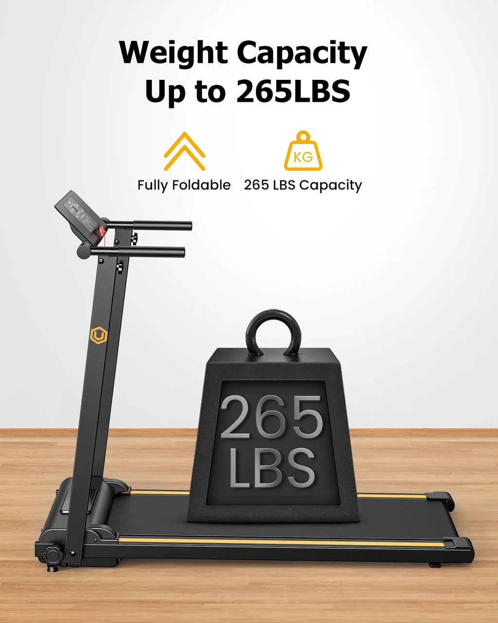 UREVO Folding Treadmill, 2.25HP Portable Mini Treadmills for Home Office, Compact Threadmill with 12 HIIT Modes, LCD Display, 265 lb Capacity