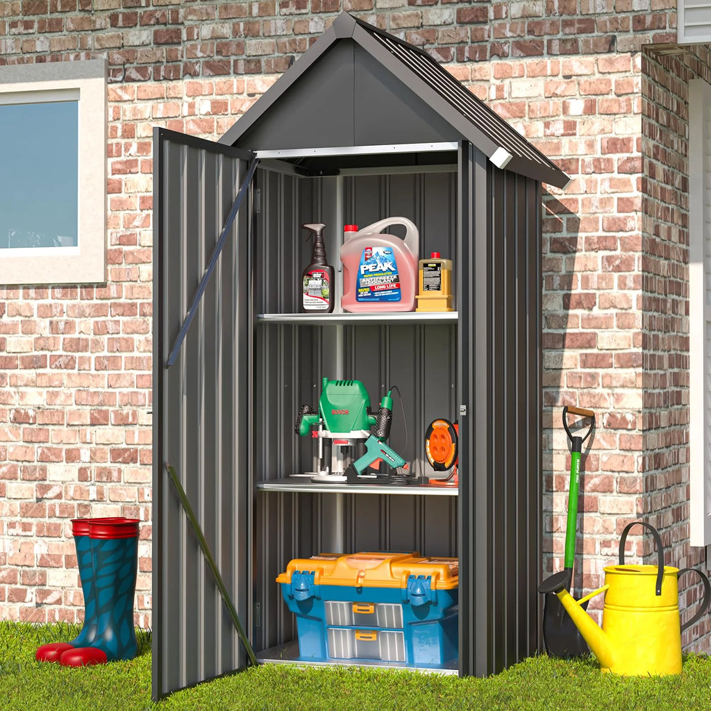 AECOJOY Vertical Outdoor Storage Cabinet with 2 Removeable Shelves