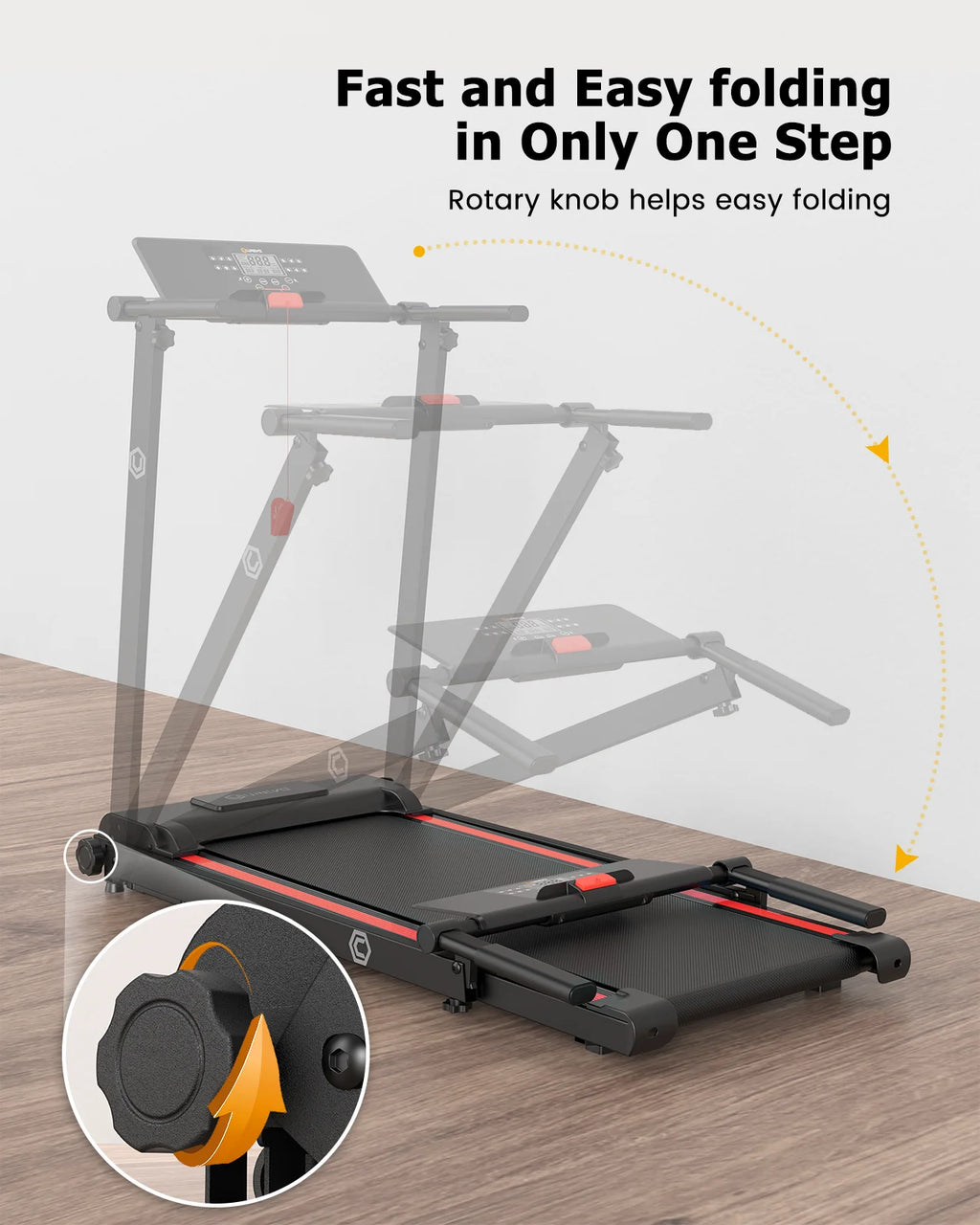 UREVO Folding Treadmill, 2.25HP Portable Mini Treadmills for Home Office, Compact Threadmill with 12 HIIT Modes, LCD Display, 265 lb Capacity