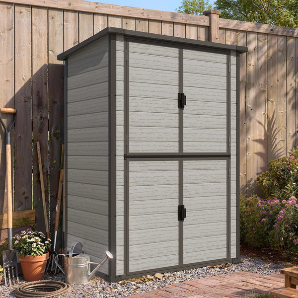 AECOJOY 58 Cu.Ft Resin Outdoor Storage Cabinet Waterproof with Shelves, Dark Gray