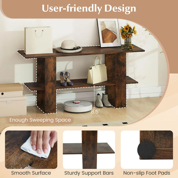 Tangkula 2-Tier TV Stand with Storage for TVs up to 55 Inch Console Table with Open Shelf