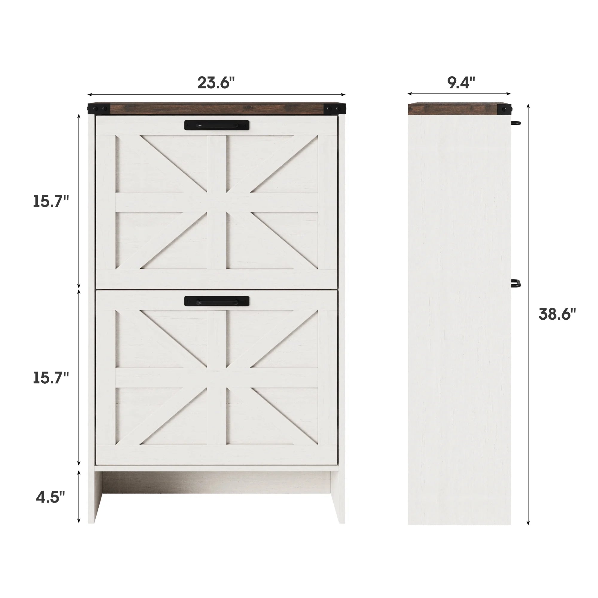 VEANERWOOD Shoes Storage Cabinet with Doors, Farmhouse Shoe Cabinet with 2 Flip Drawers for Entryway, Gray