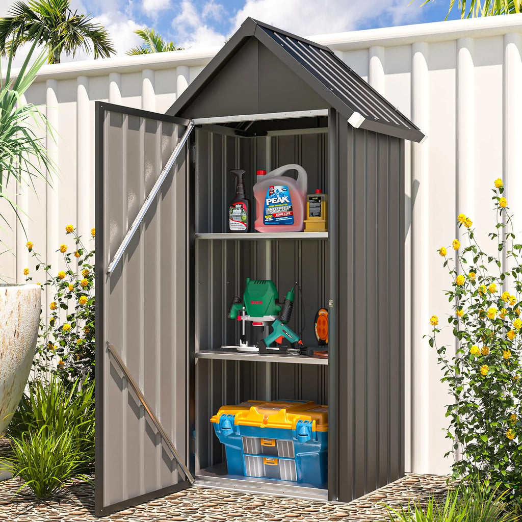 AECOJOY Vertical Outdoor Storage Cabinet with 2 Removeable Shelves