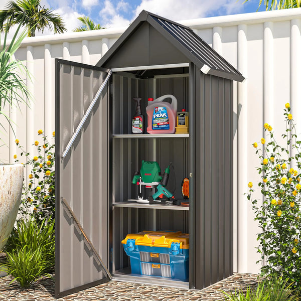 AECOJOY Vertical Outdoor Storage Cabinet with 2 Removeable Shelves