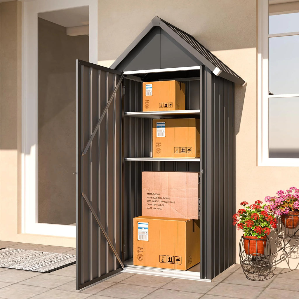 AECOJOY Vertical Outdoor Storage Cabinet with 2 Removeable Shelves