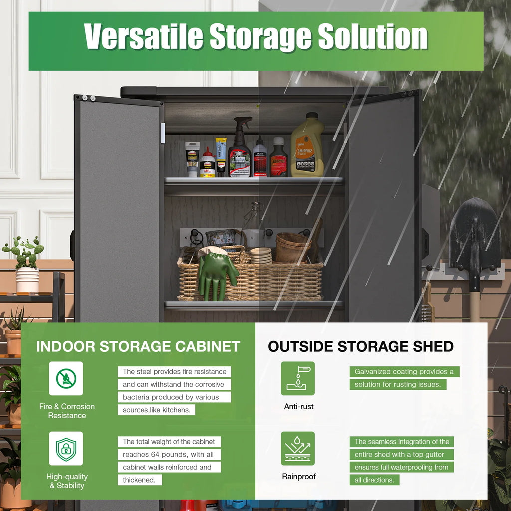 AECOJOY Tall Resin Outdoor Storage Cabinet Waterproof with Adjustable Shelves, Vertical Plastic Storage Shed