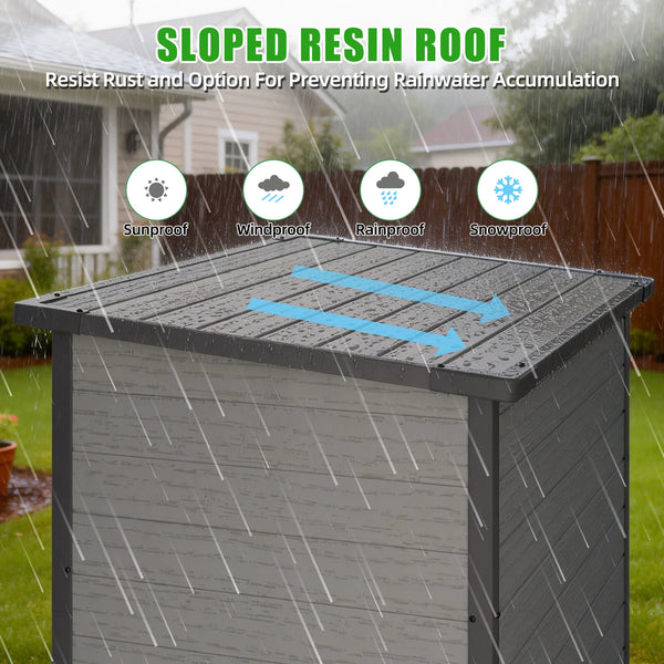 AECOJOY 58 Cu.Ft Resin Outdoor Storage Cabinet Waterproof with Shelves, Dark Gray