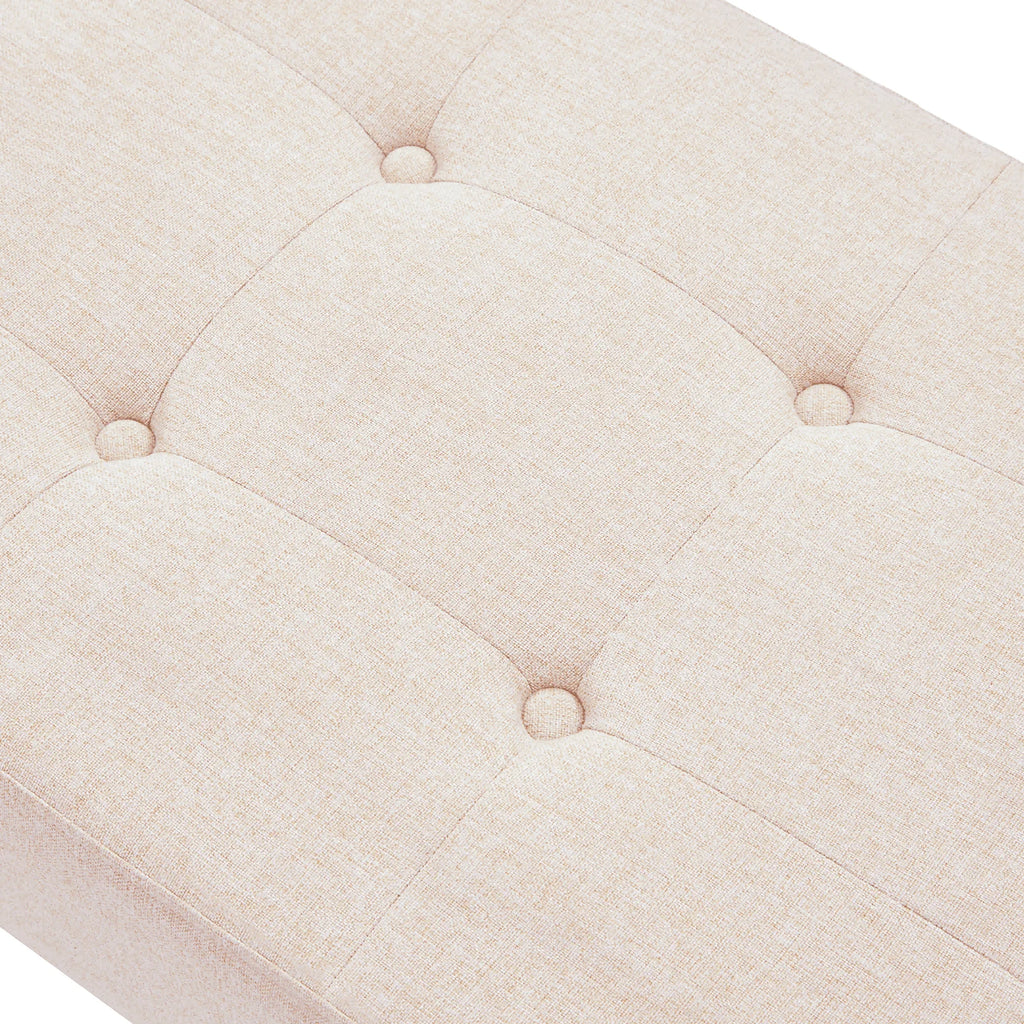 HUIMO Bedroom Bench, 35" Upholstered Entryway Bench & Dining Bench, Tufted Fabric End of Bed Bench for Bedroom Living Room Hallway, Beige