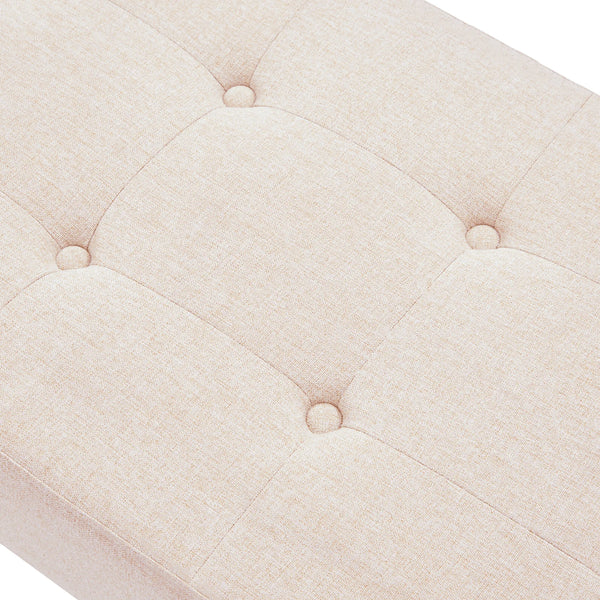 HUIMO Bedroom Bench, 35" Upholstered Entryway Bench & Dining Bench, Tufted Fabric End of Bed Bench for Bedroom Living Room Hallway, Beige